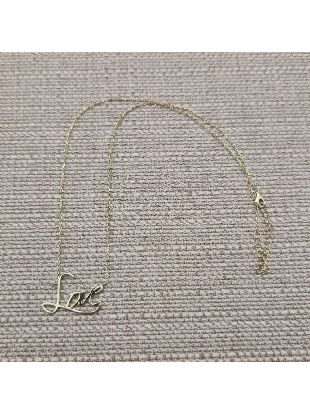 18 Inch Sterling Silver Gold Vermeil Cursive Love Script Message Necklace A8423